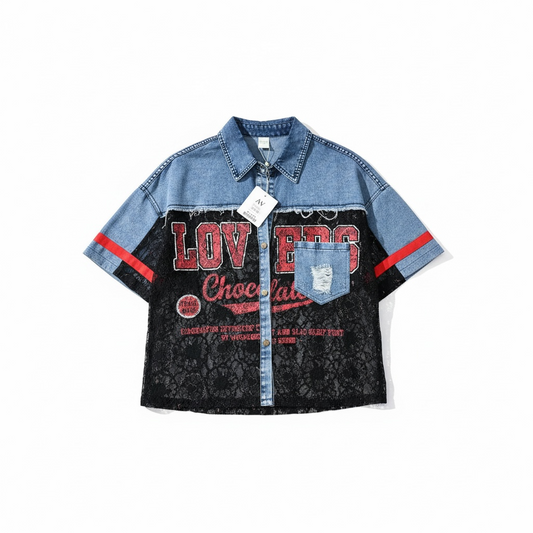 Love Denim Lace Shirt – Black