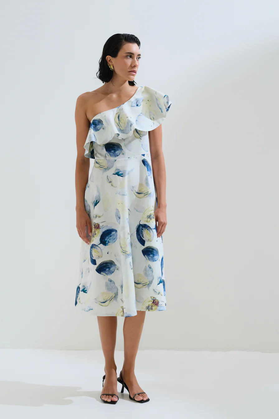 Ruffled one shoulder dress