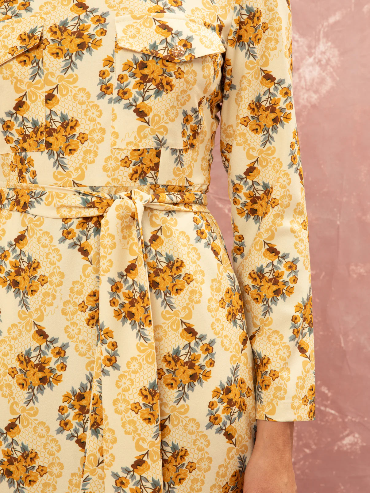 WE__ARE
STRAIGHT LINE MIDI DRESS - LACE BOUQUET CREAM