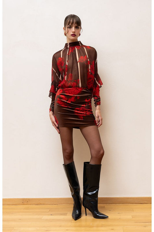 Nema Mini Dress Red-Bordo