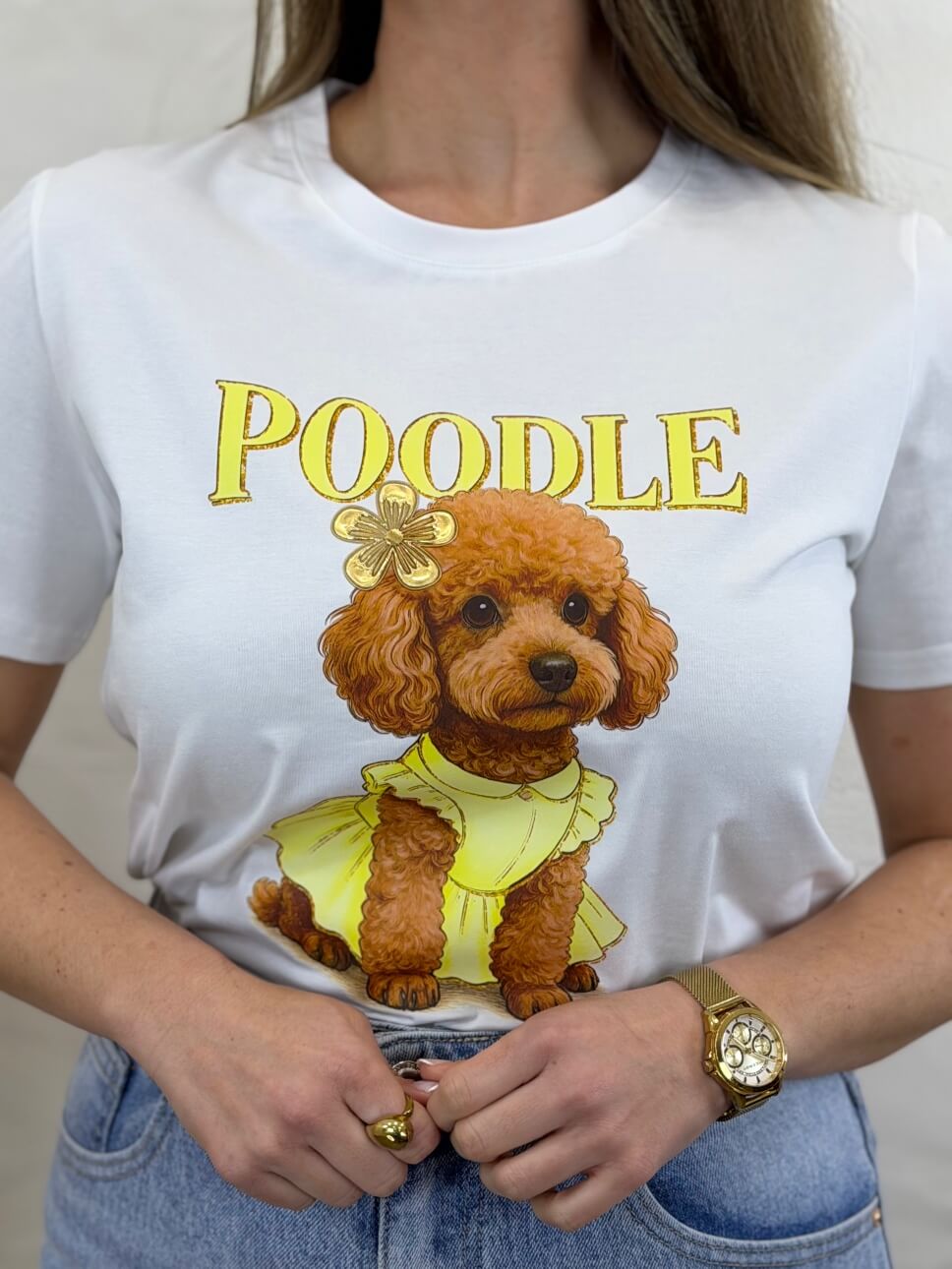 Poodle Lady Cotton T-Shirt