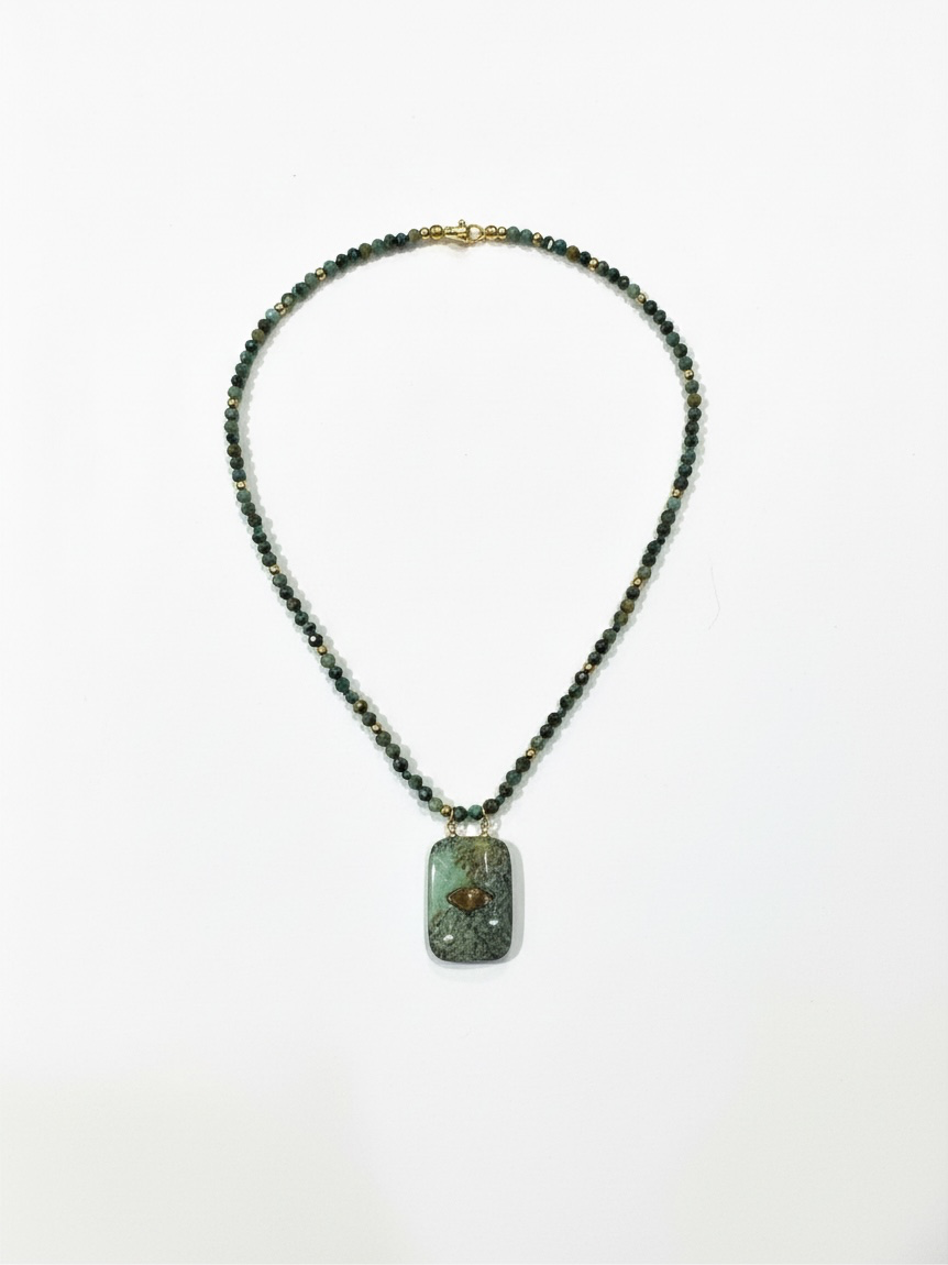 Green Stone Beaded Necklace