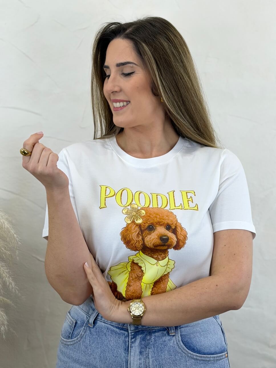 Poodle Lady Cotton T-Shirt