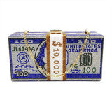 Crystal 100 Dollar Bill Clutch Handbag with Matching Headband