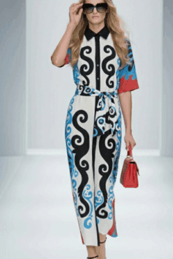 ECLIPTIQUE LONG DRESS BY EIRIANNA | PRINTED MAXI SHIRT DRESS