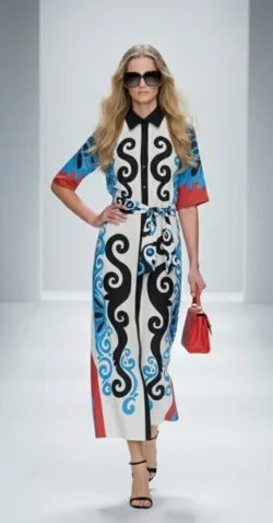 ECLIPTIQUE LONG DRESS BY EIRIANNA | PRINTED MAXI SHIRT DRESS
