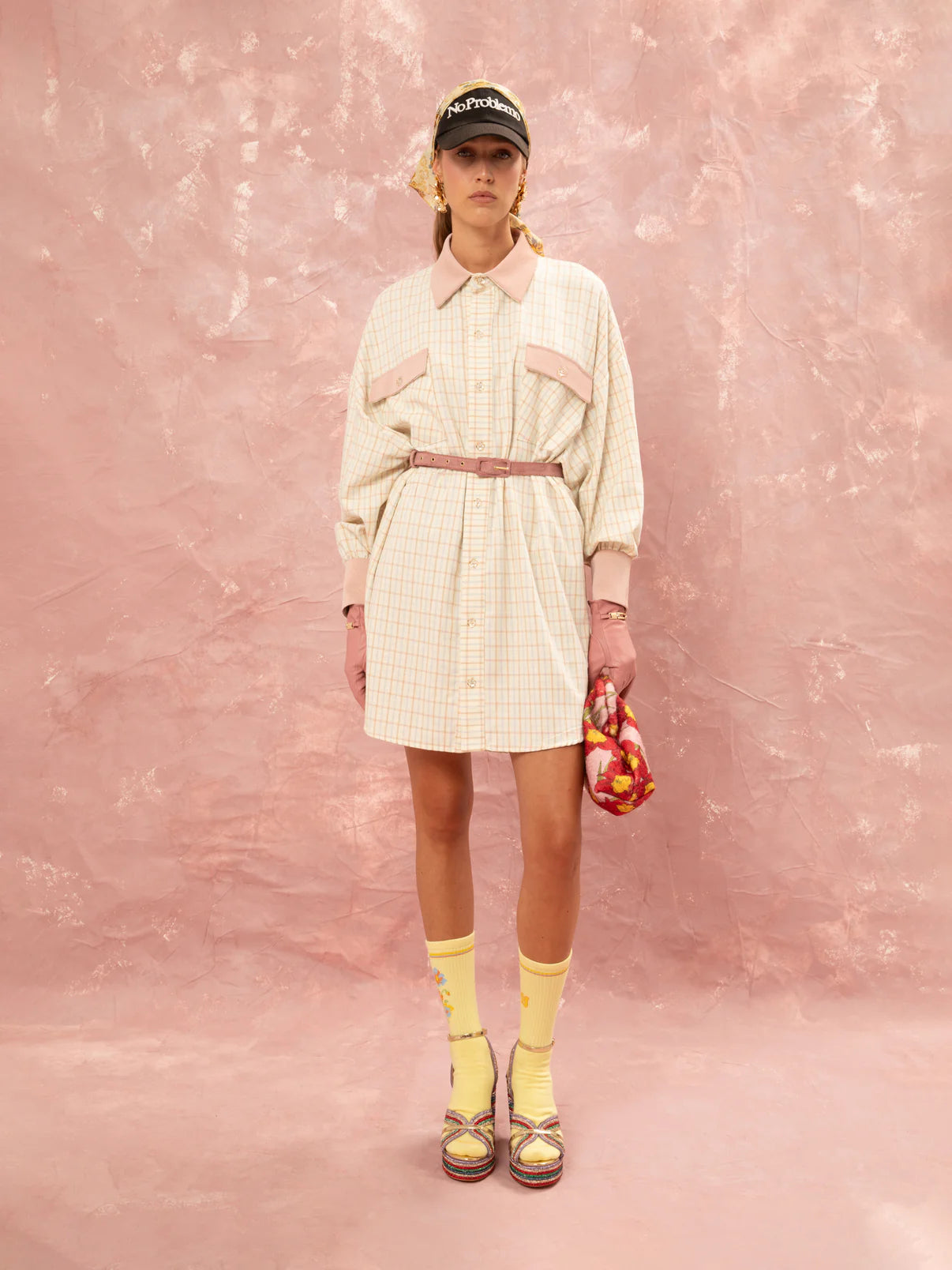 WE__ARE
CHECKED MIDI SHIRT DRESS - OFF-WHITE