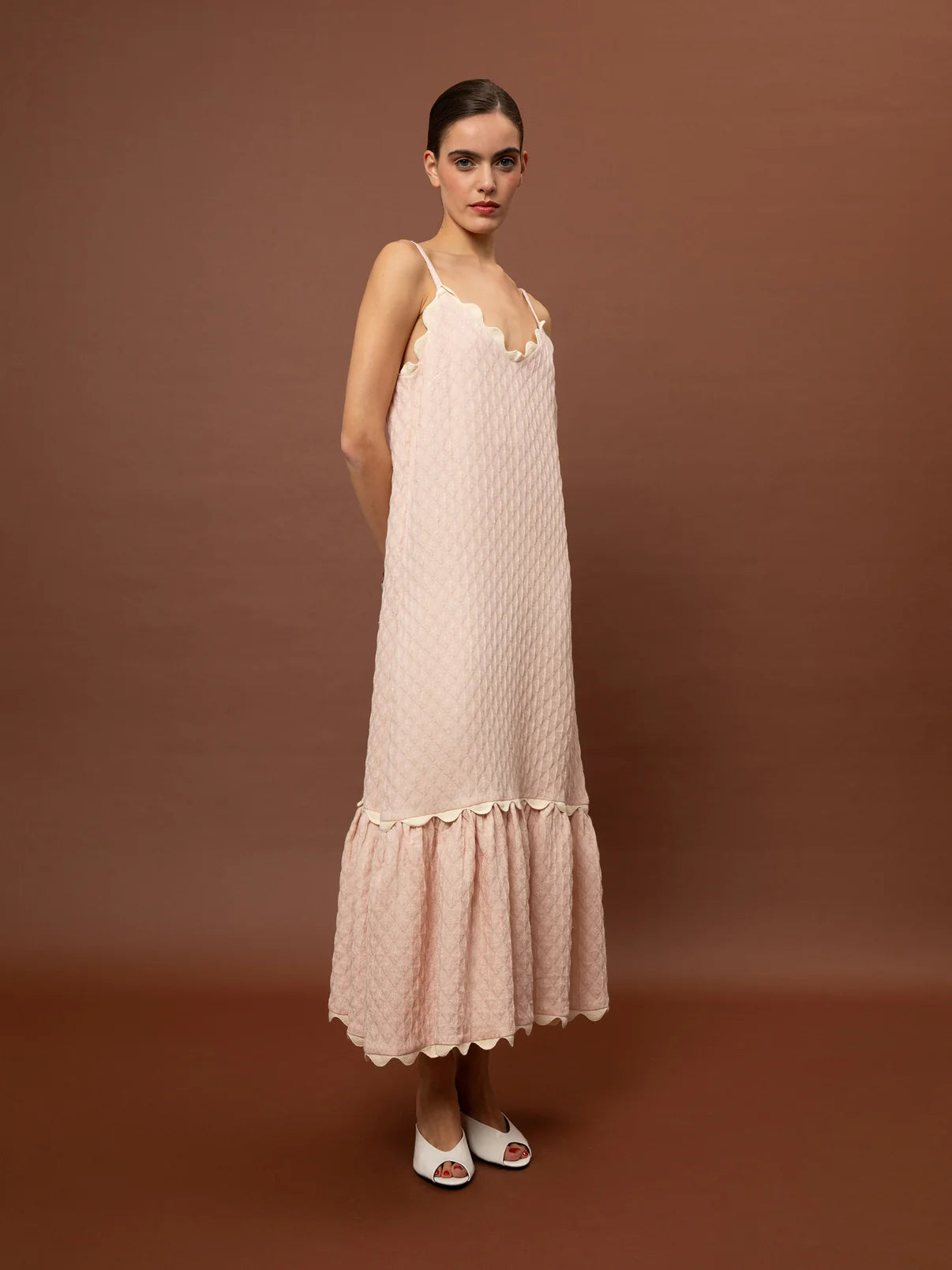 WE__ARE
TIERED JACQUARD DRESS PINK