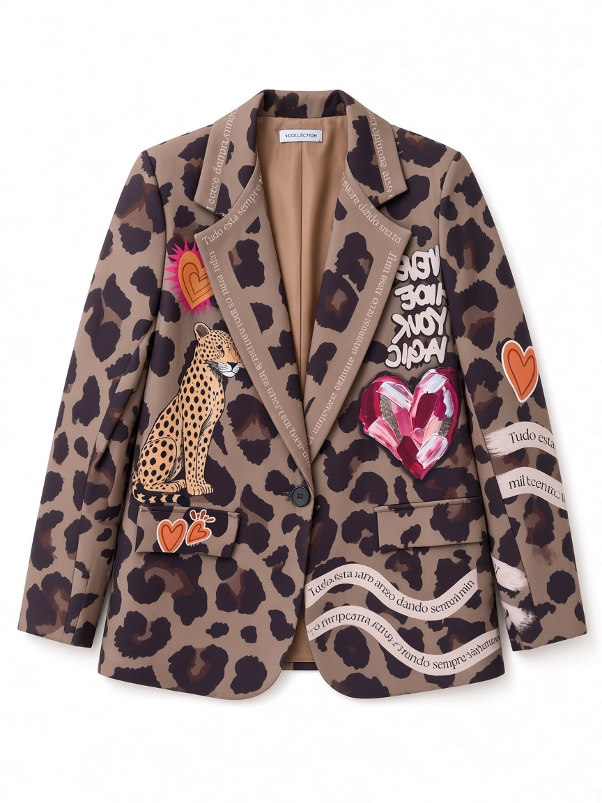 Leopard Print Graphic Statement Blazer