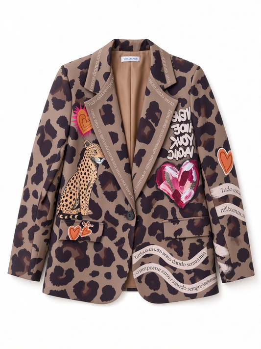 Leopard Print Graphic Statement Blazer