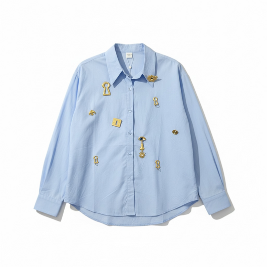 Charm Detail Shirt – Light Blue