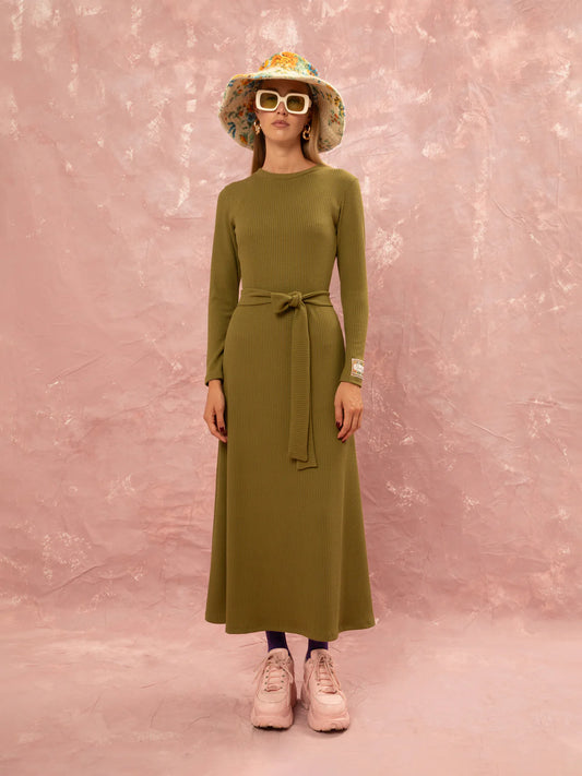 WE__ARE
KNITTED RIBBED DRESS - LIME
