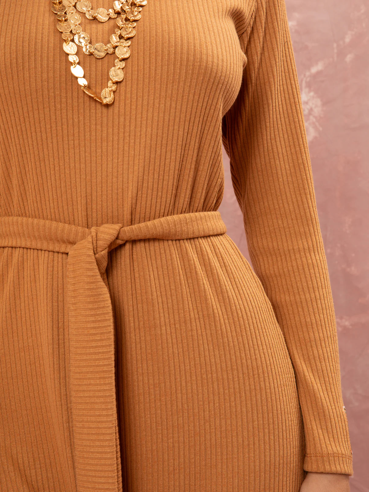 WE__ARE
KNITTED RIBBED DRESS - BEIGE