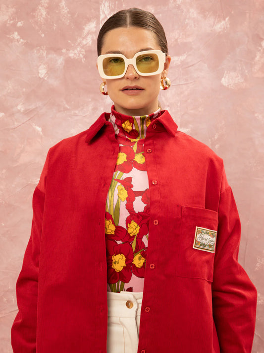 WE__ARE
OVERSIZED CORDUROY SHIRT - RED