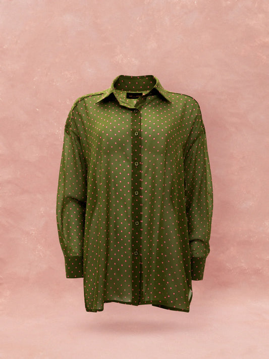 WE__ARE
OVERSIZED CHIFFON SHIRT - FLORAL DOT LIME