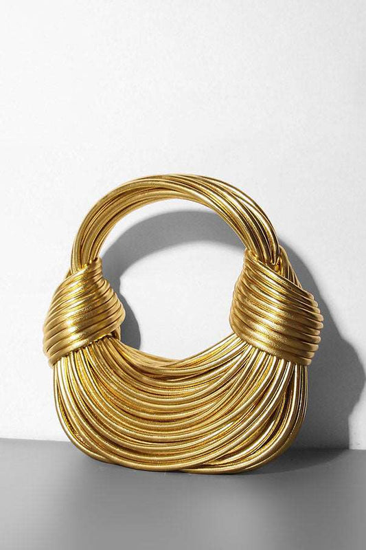 GOLD BRB FAUX LEATHER ROPE PURSE