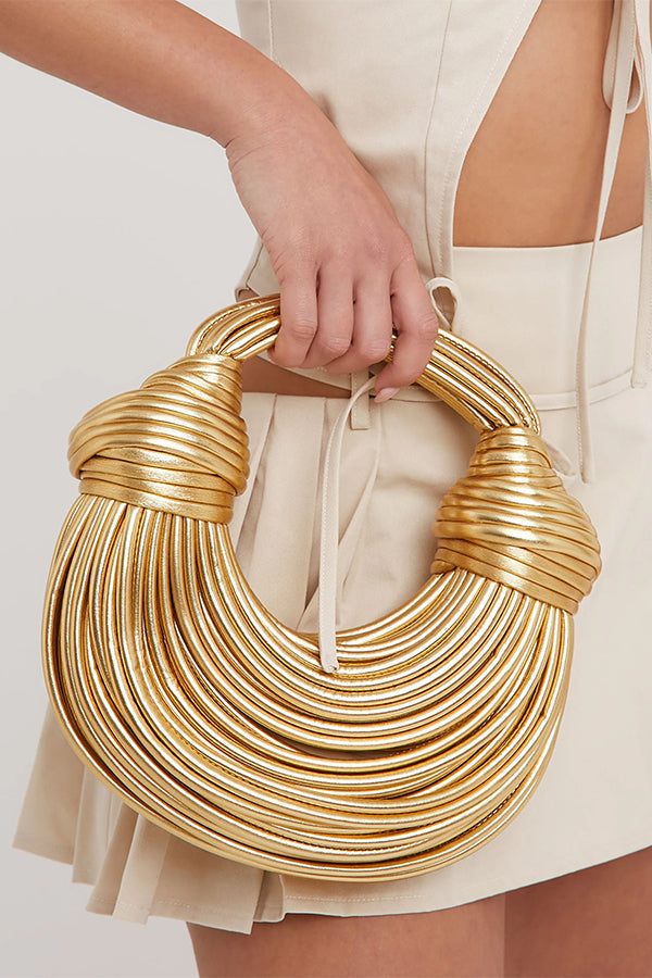 GOLD BRB FAUX LEATHER ROPE PURSE