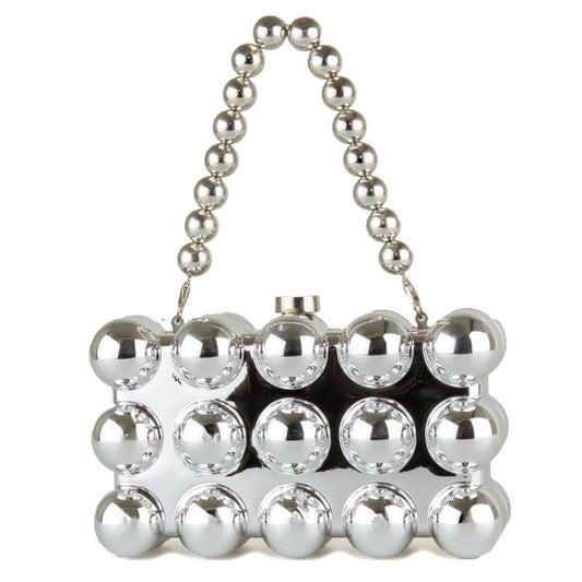 Clutch bag silver bubble