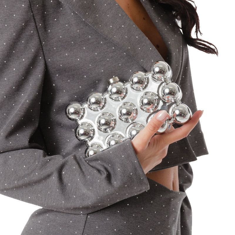 Clutch bag silver bubble