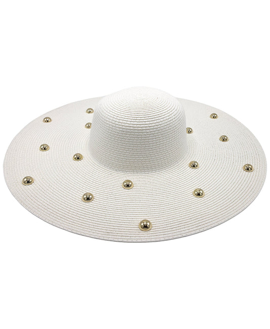 White Floppy Straw Hat w/ Grommets