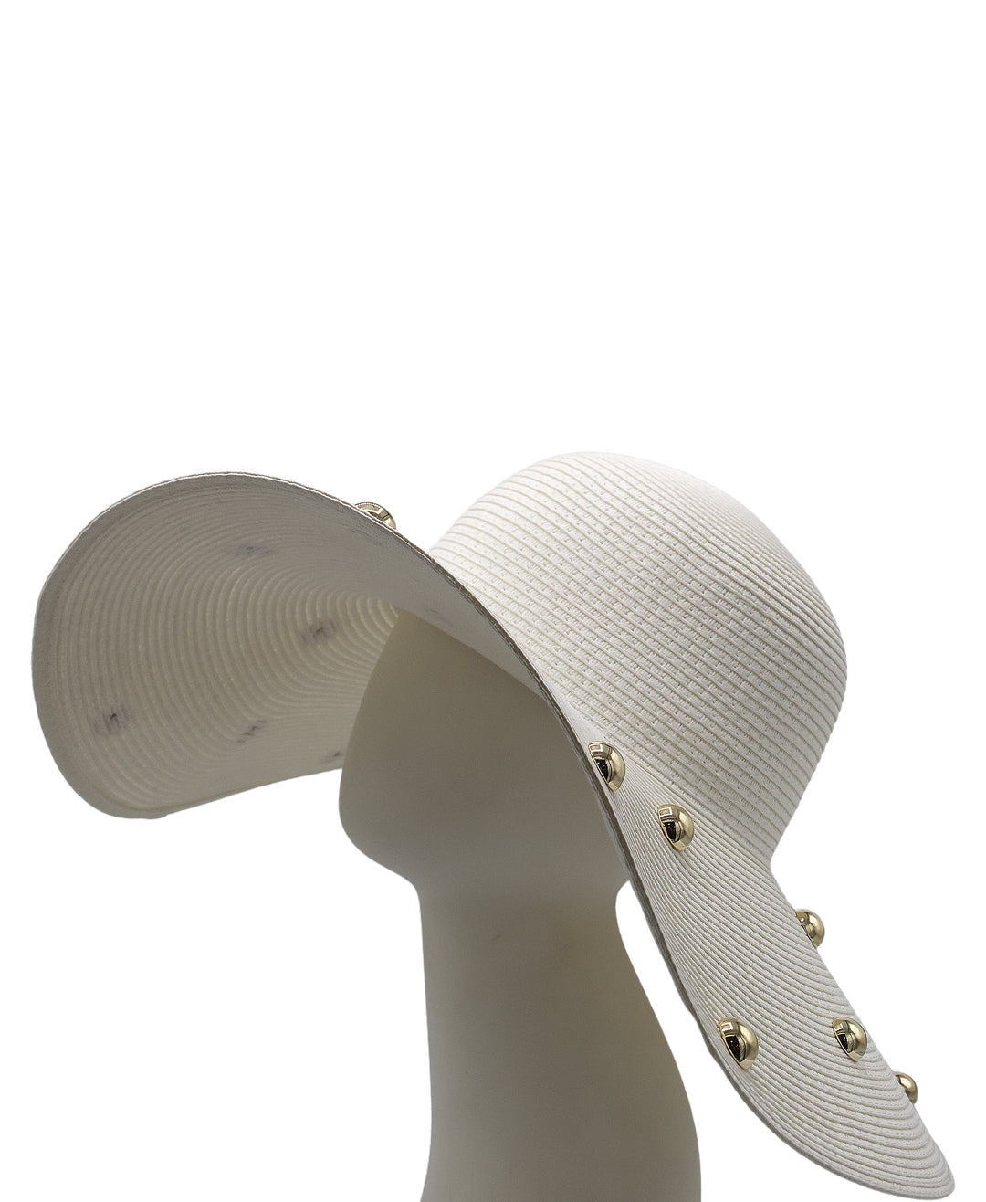 White Floppy Straw Hat w/ Grommets