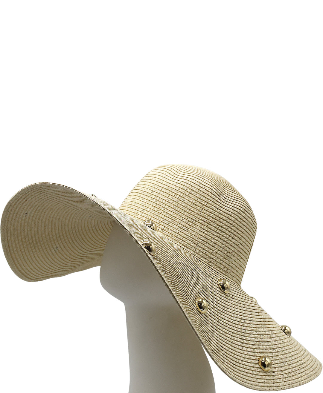 Beige Floppy Straw Hat w/ Grommets