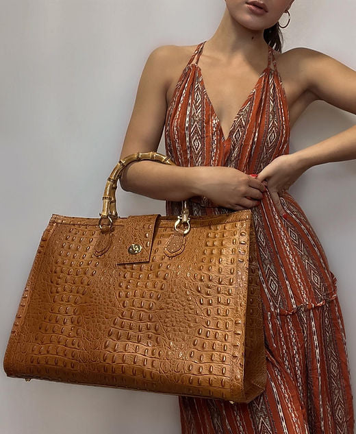 XL Croco Women Italian Leather Outdoor Crossbody Shoulder Bag