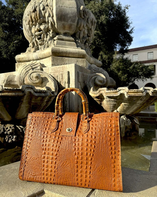 XL Croco Women Italian Leather Outdoor Crossbody Shoulder Bag