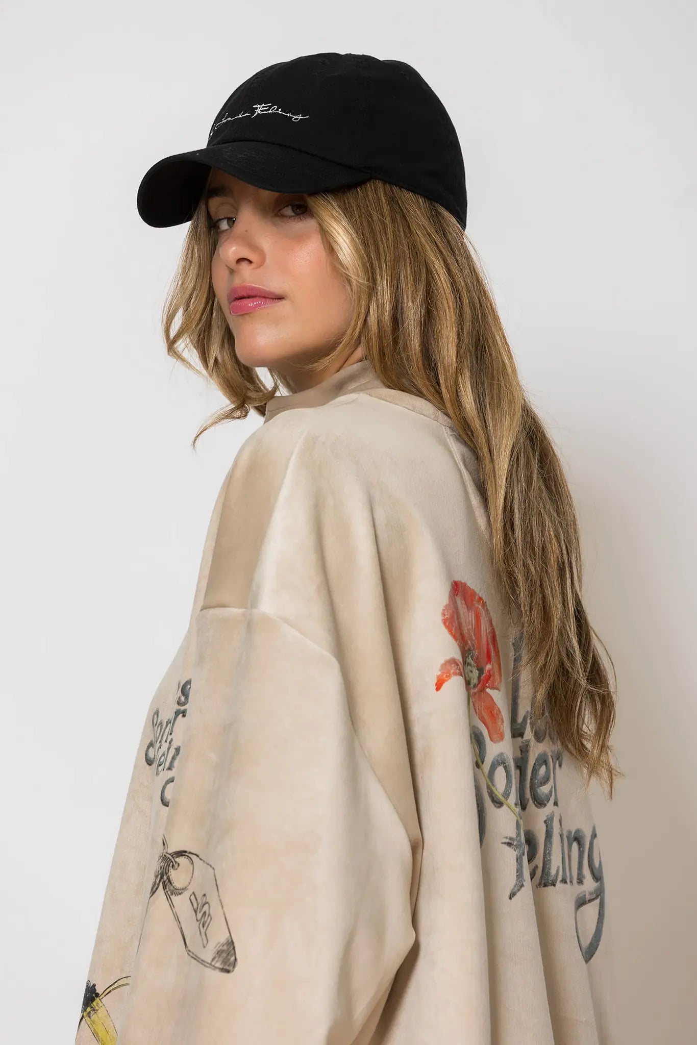 Printed Loose fit Zip Up Hoodie Velvet