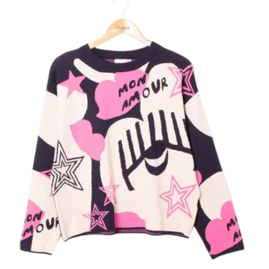 Round Neck Dark Blue Sweater