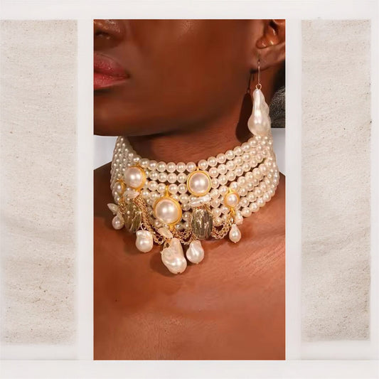 Baroque Pearl Multi Layer Statement Choker