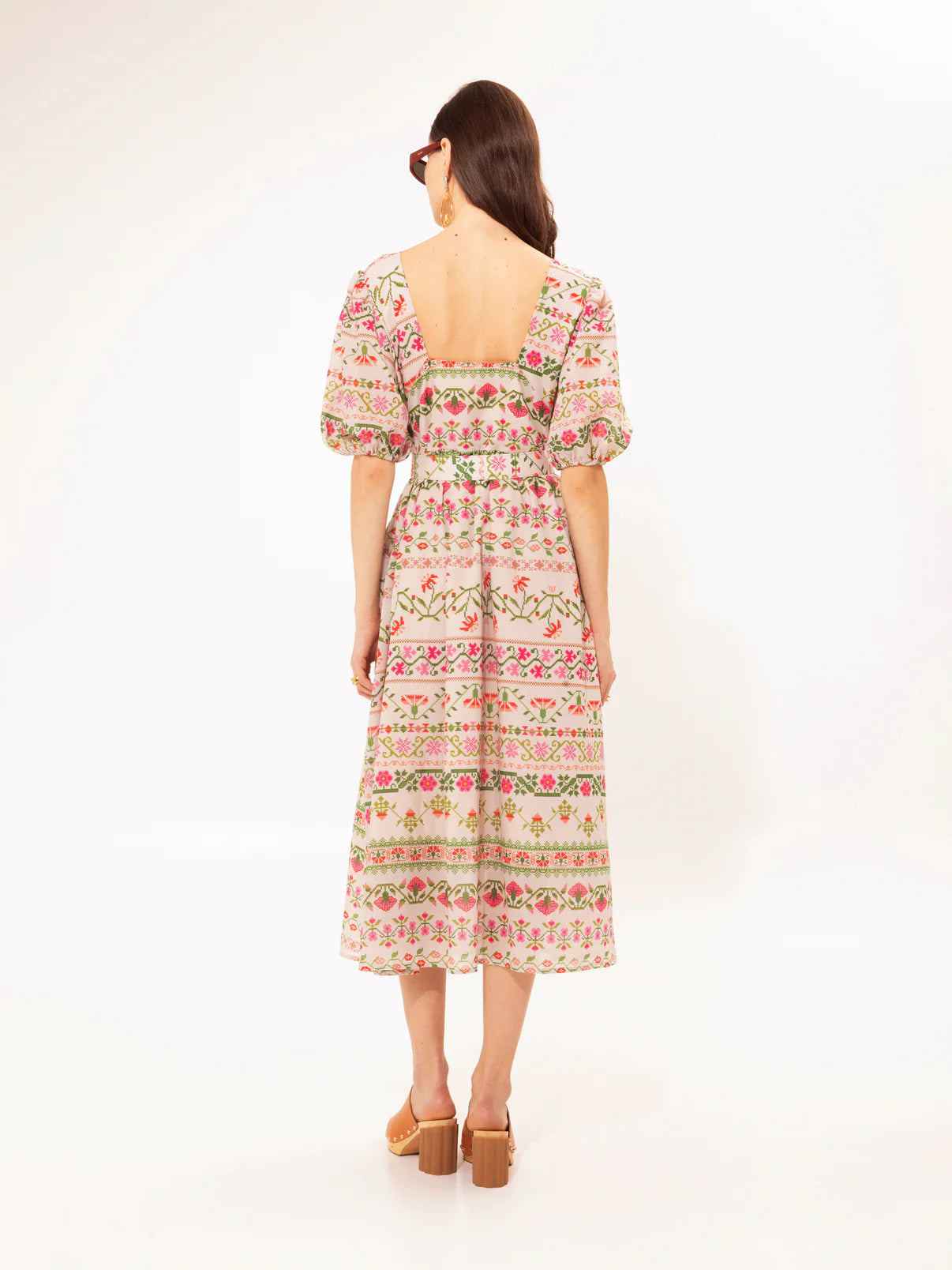 WE__ARE
SQUARE-NECK MIDI DRESS FOLKLORE