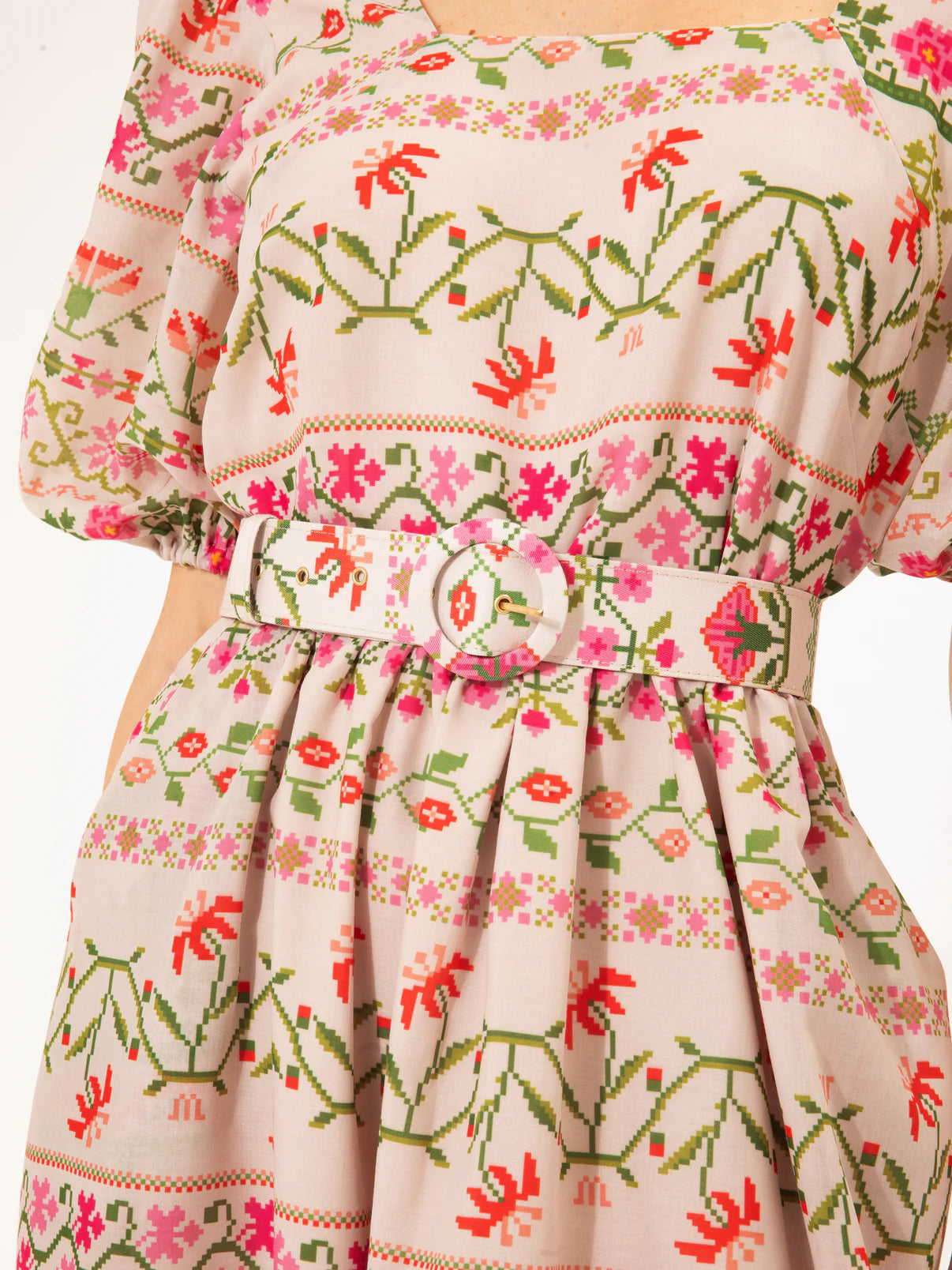 WE__ARE
SQUARE-NECK MIDI DRESS FOLKLORE