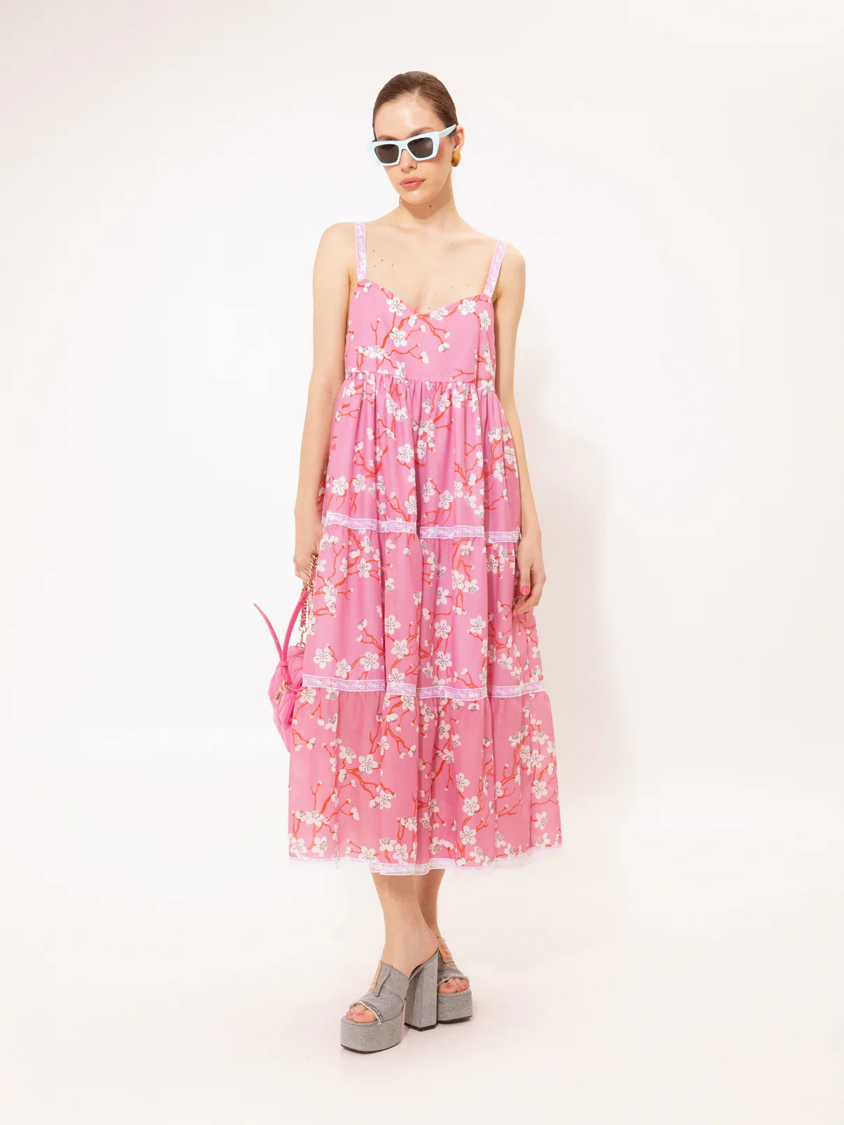 WE__ARE
TIERED MIDI DRESS AMIGDALIA PINK