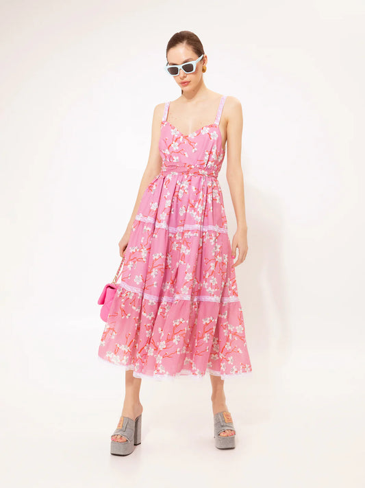 WE__ARE
TIERED MIDI DRESS AMIGDALIA PINK