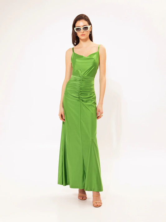 WE__ARE
RUCHED JERSEY MAXI DRESS LIME