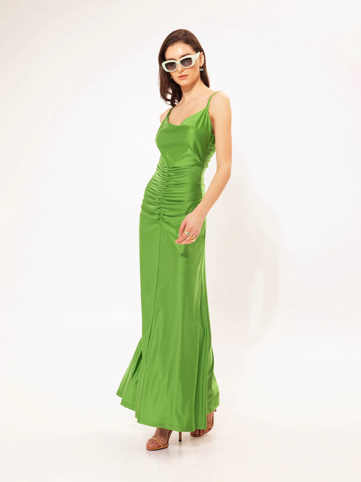 WE__ARE
RUCHED JERSEY MAXI DRESS LIME