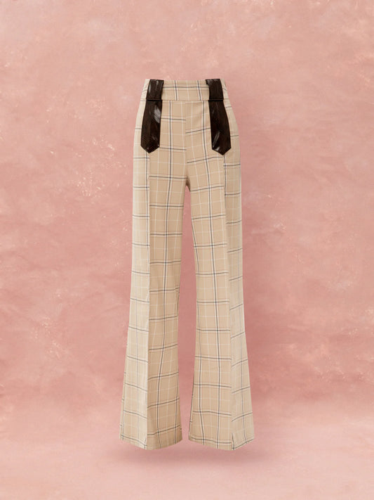 WE__ARE
CHECKED STRAIGHT PANTS - BEIGE