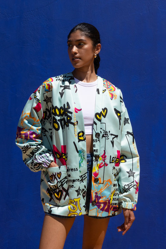 Never On Sunday “Silence is Luxurious” Graffiti Jacket Veraman