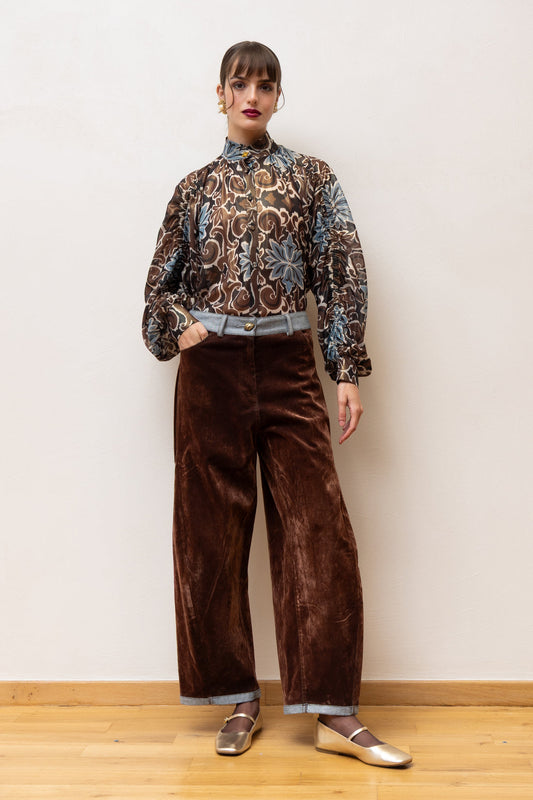 Nema Paisley Ruffle Shirt Glitter
