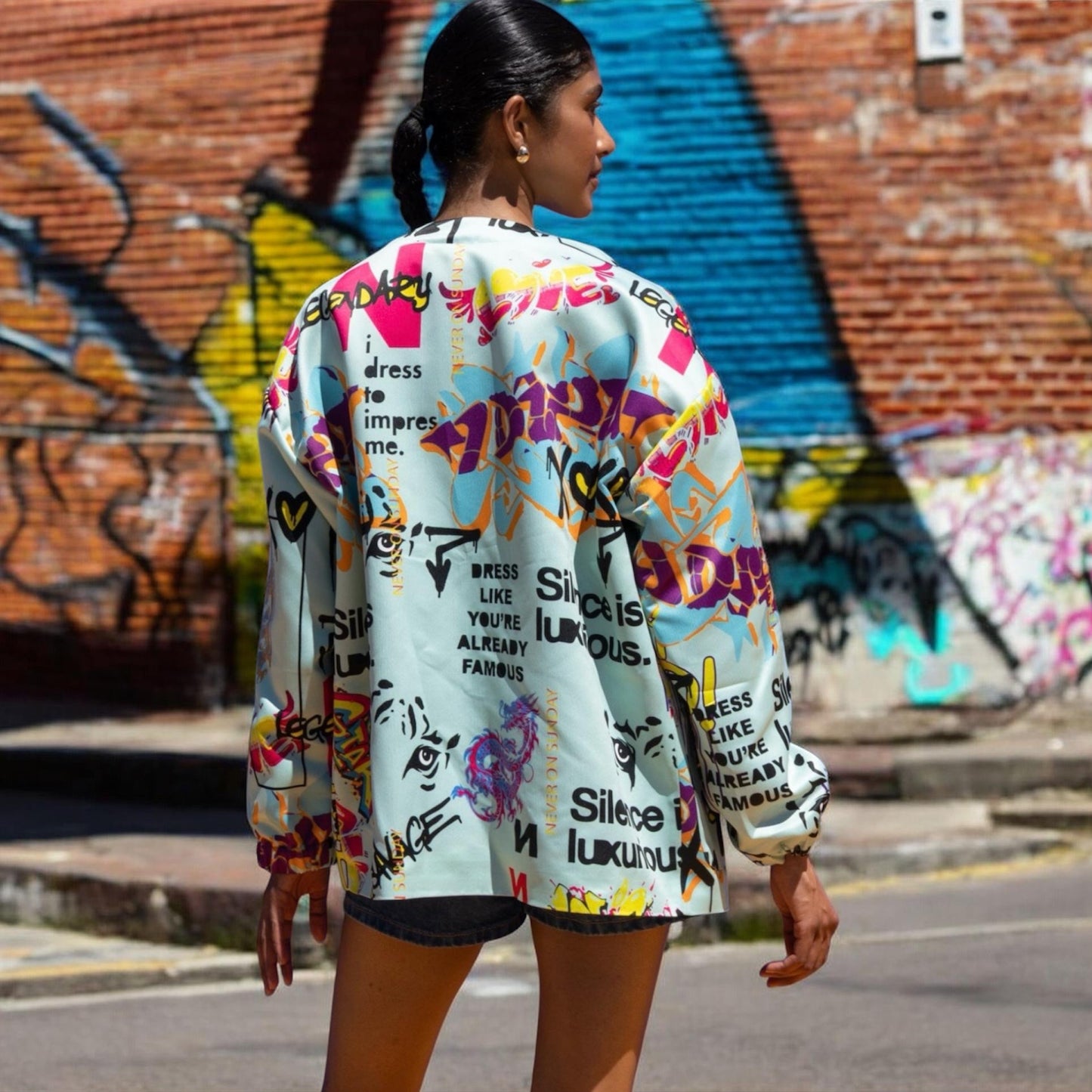Never On Sunday “Silence is Luxurious” Graffiti Jacket Veraman