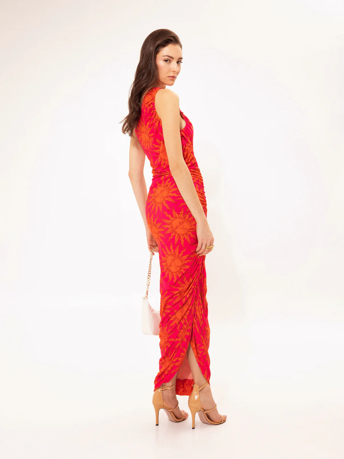 We are 
ONE-SHOULDER JERSEY MAXI DRESS SUNS
