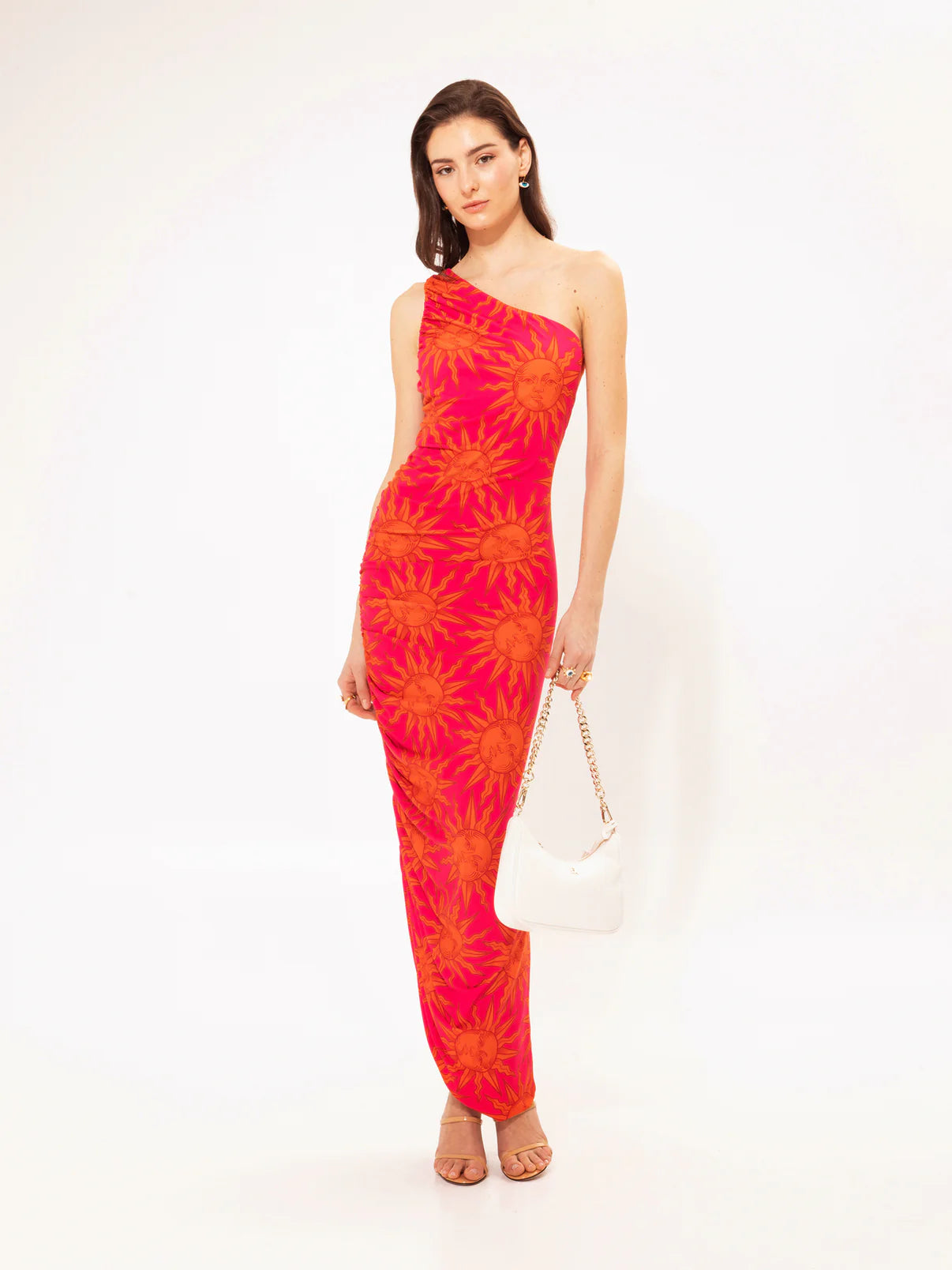 We are 
ONE-SHOULDER JERSEY MAXI DRESS SUNS