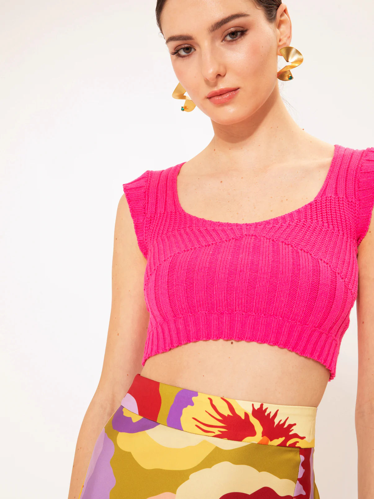 We are FRONT-SLIT MIDI SKIRT ORCHIDS