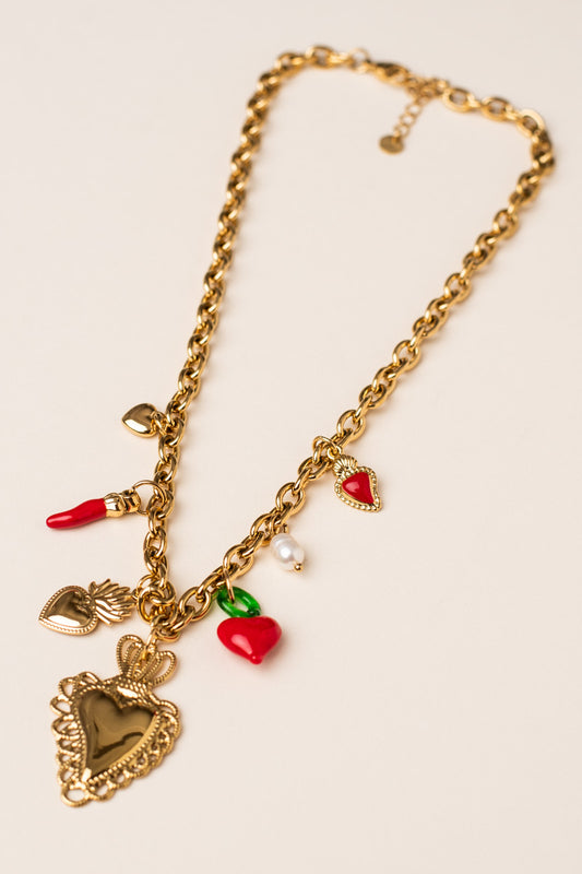 Hearts Crown necklace steel