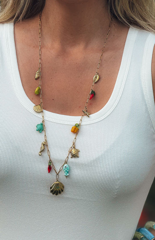 Long steel summer necklace