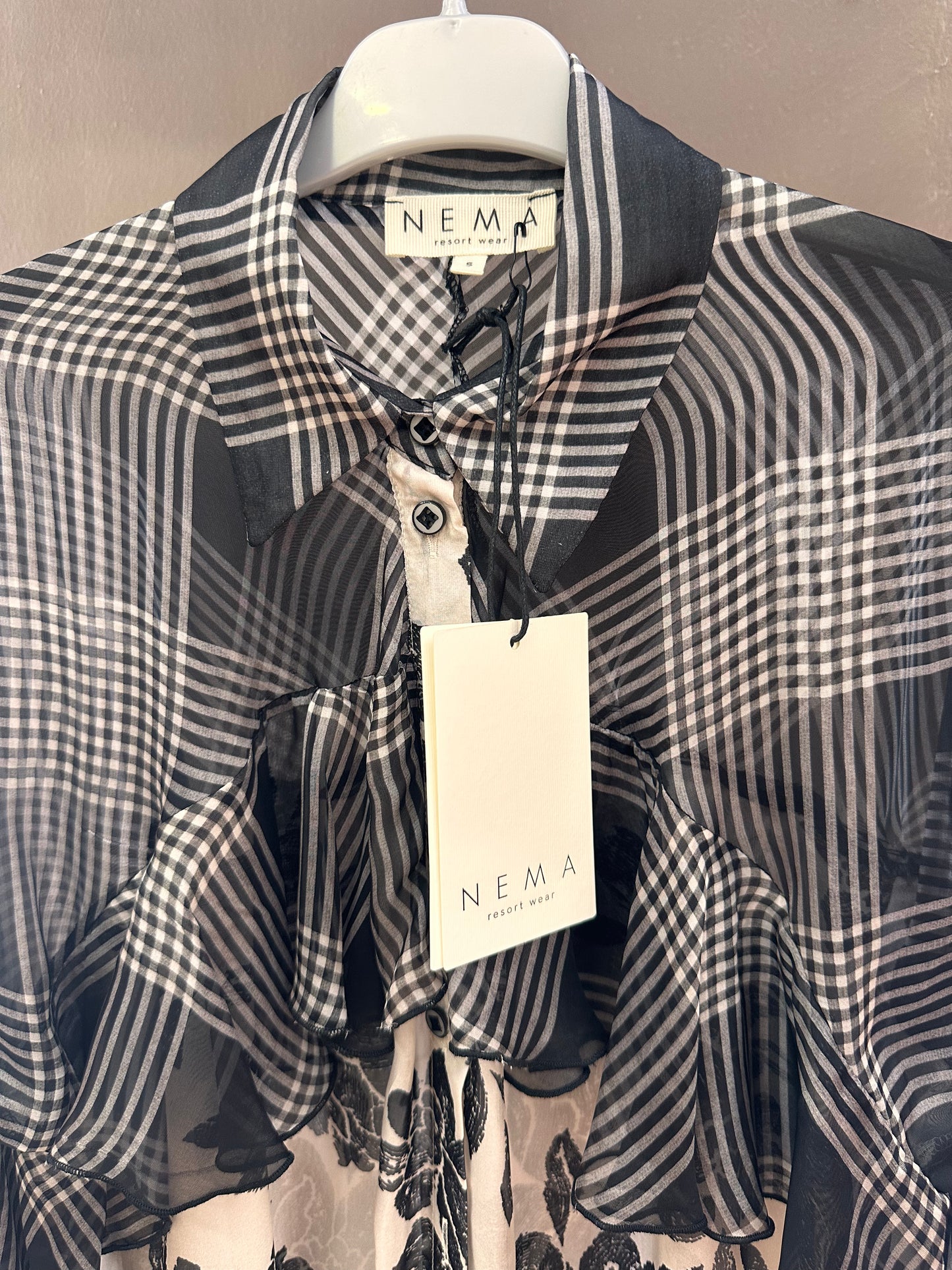 NEMA NEW Monochrome Silk Mixed Print Shirt
