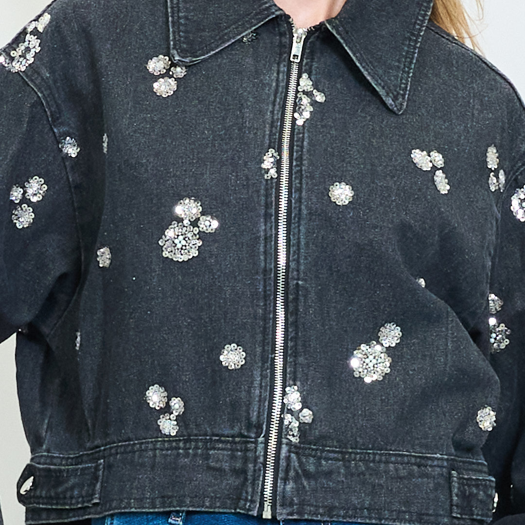 Floral Embroidered Denim Jacket