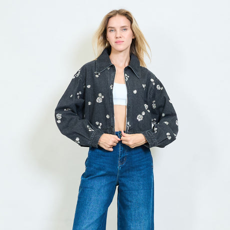 Floral Embroidered Denim Jacket