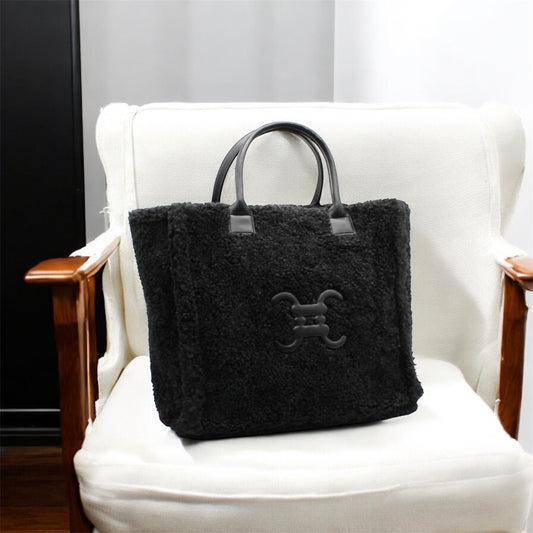 Big Furry tote bag with logo black